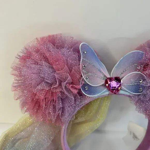 Disney Parks Minnie Mouse Ears With Fairy Butterfly Wings & Vail Headband - Picture 4 of 8